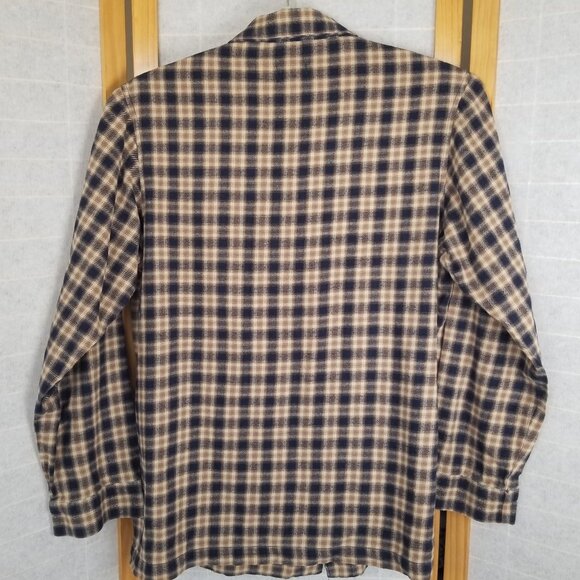 Men's Lands' End Flannel Pajama Shirt Long Sleeve Flannel Size Medium Blue Plaid - Picture 7 of 8